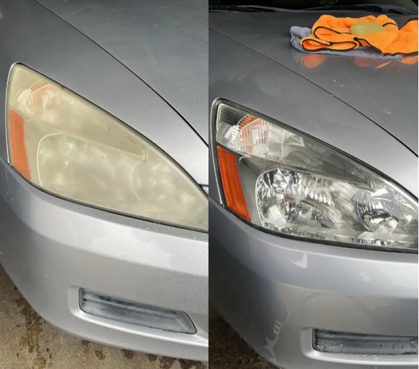 Headlight restoration before and after, example 2