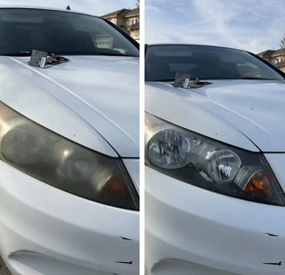 Headlight restoration before and after, example 4